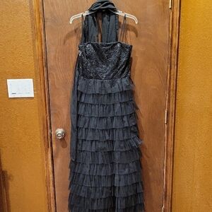 Elegant Black Tiered Evening Dress